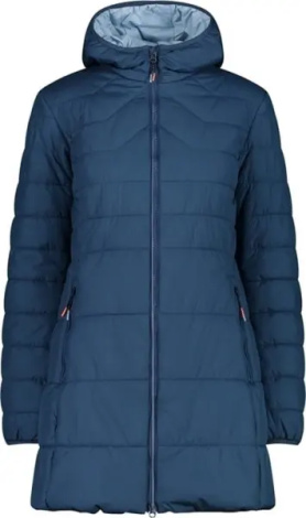 Куртка женская CMP JACKET LONG FIX HOOD INSULATED темно-синяя 32K1556-M928