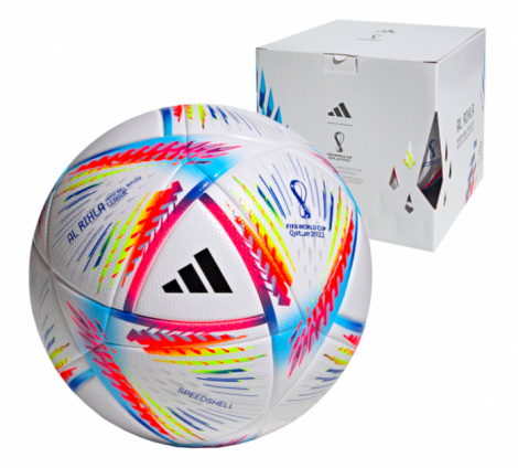 Футбольный мяч adidas Al Rihla FIFA Quality World Cup Qatar 2022 Speedshell League Box в коробке (термошов, Чемпионат Мира 2022 в Катаре)