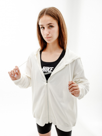 Толстовка жіноча Nike W NSW JRSY OS FZ HOODIE біла DM6415-133