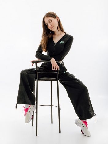 Олімпійка (мастерка) жіноча Nike W NSW LS TOP RIB SW чорна FJ5220-010