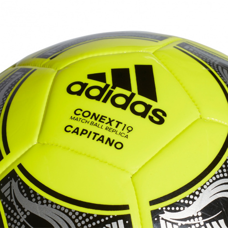 Футбольний м'яч adidas Conext 19 MBR Capitano (машинный шов, жёлтый/серебристый/чорний)