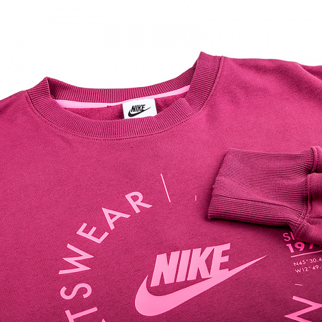 Світшот жіночий Nike W NSW FLC OS CREW PRNT SU рожевий FD4234-653