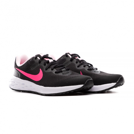 Кросівки бігові дитячі Nike REVOLUTION 6 NN (GS) чорно-рожеві DD1096-007
