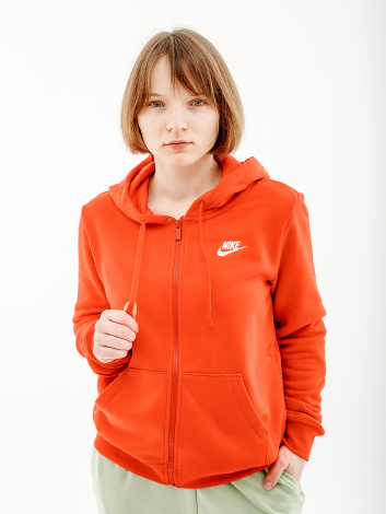 Толстовка жіноча Nike CLUB HOODIE STD червона DQ5471-657