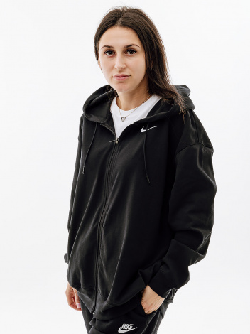 Толстовка жіноча Nike W NSW JRSY OS FZ HOODIE чорна DM6415-010