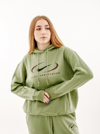 Худі жіноча Nike NS FLC OS PO HD SWSH оливкова FN7698-386