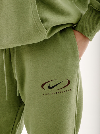 Спортивні жіночі штани Nike NS PHNX FLC HR OS PANT PRNT зелені FN7716-386