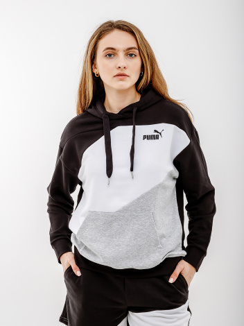Худі жіноче Puma POWER HOODIE TR чорно-біло-сіре 67789301