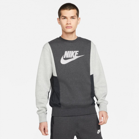 Світшот Nike M NSW HYBRID FLC CREW BB сірий DJ5075-032