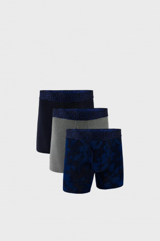 Труси (боксерки) Under Armour PERFORMANCE COTTON 6IN 3-PACK PRINTED BOXERJOCK темно-синьо-сині, сірі, темно-сині (3 пари) 1383890-400