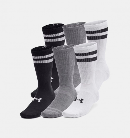 Шкарпетки Under Armour ESSENTIAL 6PK CREW білі/сірі/чорні (6 пар) 1387058-101