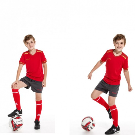 Комплект футбольної форми дитячий Kelme SEGOVIA червоно-сірий 8351ZB3158.9667