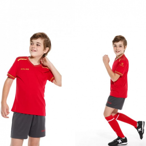 Комплект футбольної форми дитячий Kelme SEGOVIA червоно-сірий 8351ZB3158.9667