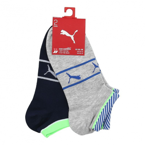 Носки Puma Boys Sneaker 2P Stripe Темно-Синий, Серый Детский 39-42