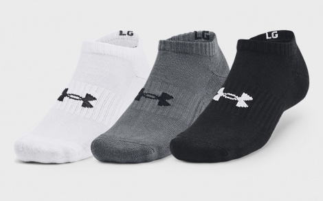 Шкарпетки Under Armour CORE NO SHOW 3PK біло-сіро-чорні (3 пари) 1363241-003
