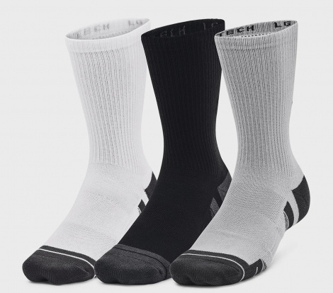 Шкарпетки Under Armour PERFORMANCE TECH 3PK CREW чорно-сіро-білі (3 пари) 1379512-011