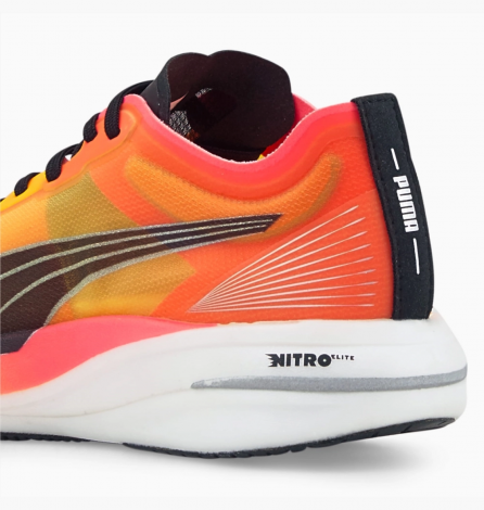 Кросівки бігові жіночі Puma DEVIATE NITRO ELITE FIREGLOW оранжево-жовті 377603-01