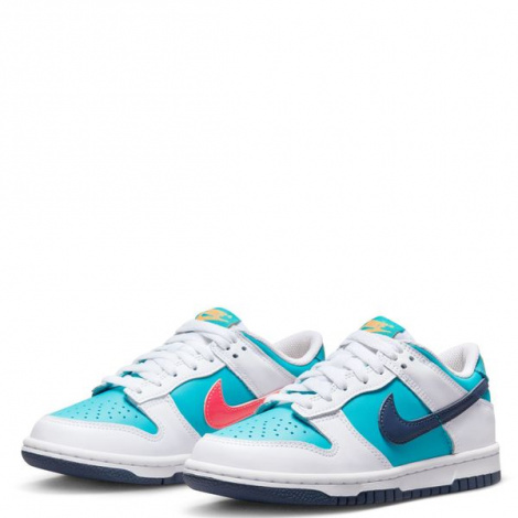 Кросівки підліткові Nike DUNK LOW (GS) біло-блакитно-коралово-темно-сині HF4794-345