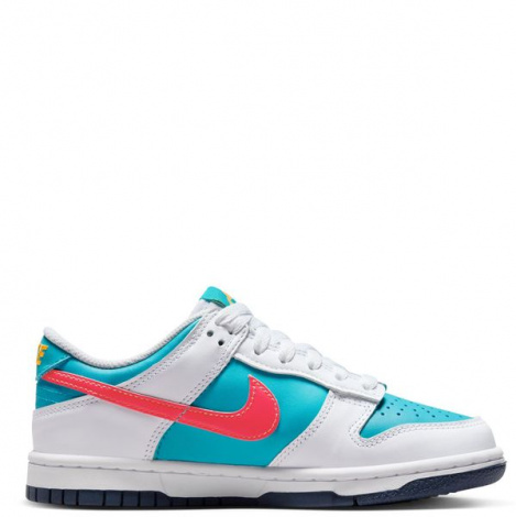 Кросівки підліткові Nike DUNK LOW (GS) біло-блакитно-коралово-темно-сині HF4794-345