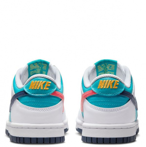 Кросівки підліткові Nike DUNK LOW (GS) біло-блакитно-коралово-темно-сині HF4794-345