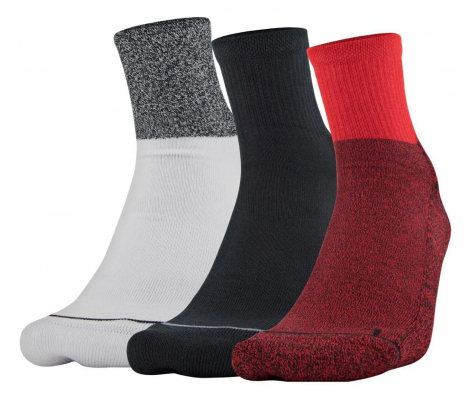 Шкарпетки Under Armour MEN'S PHENOM QTR біло-чорно-червоні (3 пари) 1329352-600