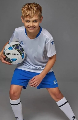 Комплект футбольной формы детский Kelme BURGOS бело-синий 8251ZB3003.9100