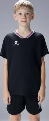 Комплект футбольной формы детский Kelme FARO черно-светло-розовый 8451ZB3246.9000