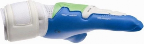 Вратарские перчатки Uhlsport ERGONOMIC 360° AQUASOFT сине-бело-зеленые 1000146 01