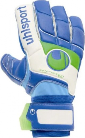 Вратарские перчатки Uhlsport FANGMASCHINE AQUASOFT HN ION-MASK сине-бело-зеленые 1000378 01