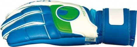 Вратарские перчатки Uhlsport FANGMASCHINE AQUASOFT HN ION-MASK сине-бело-зеленые 1000378 01