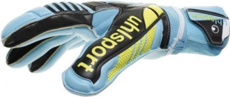 Вратарские перчатки Uhlsport ELIMINATOR ABSOLUTGRIP черно-желто-голубые 1000121 01