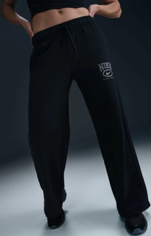 Спортивные штаны женские Nike SPORTSWEAR CLUB FLEECE MID-RISE WIDE-LEG GRAPHIC PANTS черные HJ0869-010