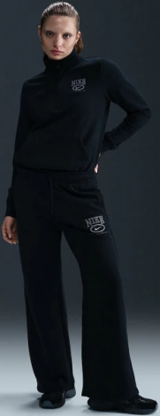 Спортивные штаны женские Nike SPORTSWEAR CLUB FLEECE MID-RISE WIDE-LEG GRAPHIC PANTS черные HJ0869-010