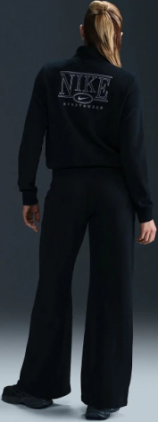 Спортивные штаны женские Nike SPORTSWEAR CLUB FLEECE MID-RISE WIDE-LEG GRAPHIC PANTS черные HJ0869-010