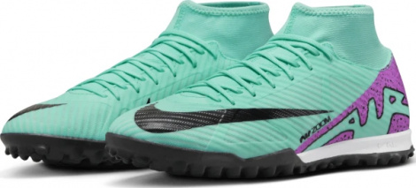 Сороконожки (шиповки) Nike MERCURIAL ZOOM SUPERFLY 9 ACADEMY TF бирюзово-фиолетовые DJ5629-300