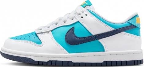 Кросівки підліткові Nike DUNK LOW (GS) біло-блакитно-коралово-темно-сині HF4794-345