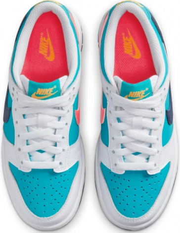Кросівки підліткові Nike DUNK LOW (GS) біло-блакитно-коралово-темно-сині HF4794-345