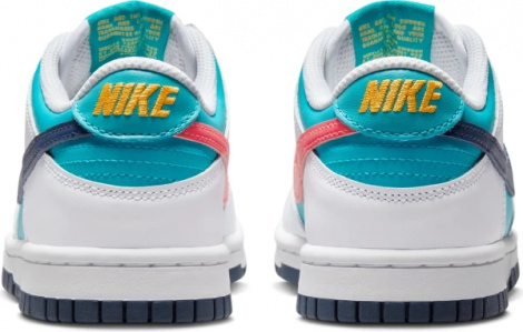 Кросівки підліткові Nike DUNK LOW (GS) біло-блакитно-коралово-темно-сині HF4794-345