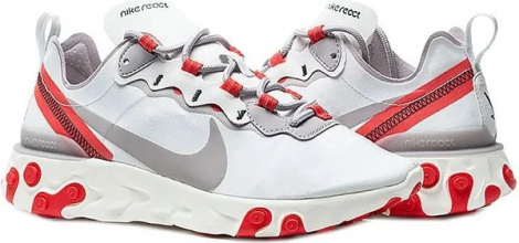 Кроссовки женские Nike W REACT ELEMENT 55 бело-красные BQ2728-010