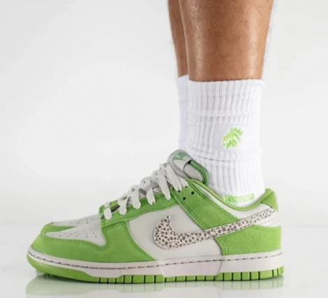 Кроссовки Nike DUNK LOW зелено-белые DR0156-300