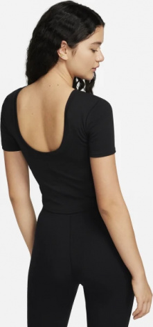 Футболка жіноча Nike W NSW CHLL KNT MRIB SS TOP чорна FN3664-010
