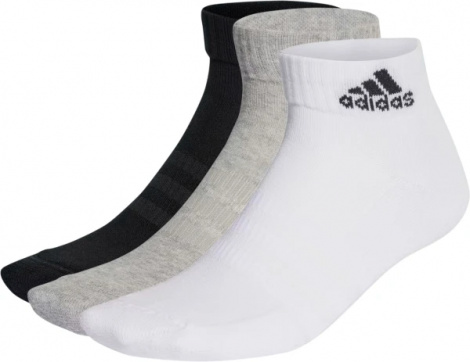Шкарпетки Adidas CUSHIONED SPORTSWEAR ANKLE 3P білі, сірі, чорні (3 пари) IC1281