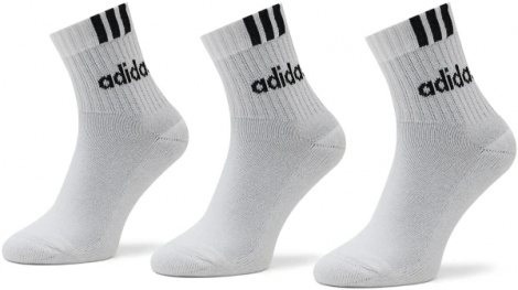 Носки Adidas 3-STRIPES LINEAR HALF-CREW CUSHIONED 3P белые (3 пары) HT3437