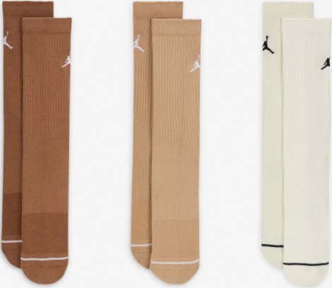 Шкарпетки Nike JORDAN EVERYDAY CREW SOCKS коричнево-бежеві (3 пари) DX9632-921