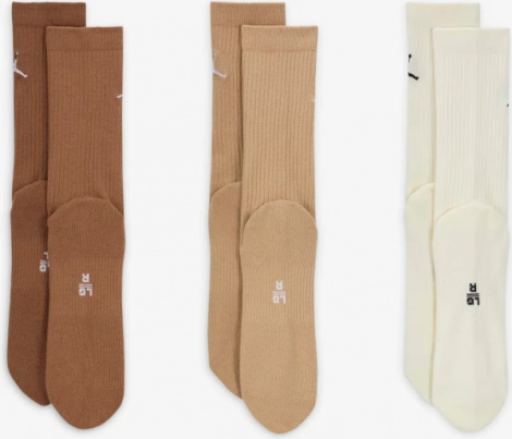 Шкарпетки Nike JORDAN EVERYDAY CREW SOCKS коричнево-бежеві (3 пари) DX9632-921