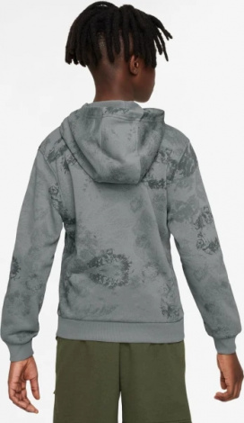 Худи подростковое Nike K NSW CLUB FT HDY WASH AOP серое FN8737-084