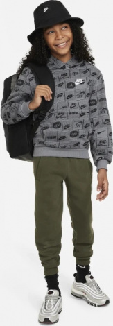 Худи подростковое Nike K NSW CLUB FT HDY AOP серое FN8741-084