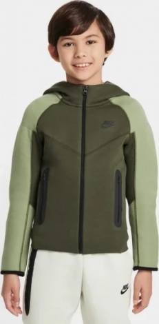 Толстовка підліткова Nike TECH FLEECE оливково-світло-зелена FD3285-326