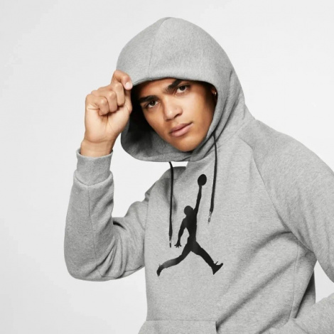 Толстовка Nike MJ JUMPMAN LOGO FLC PO сіро-чорна AV3145-091