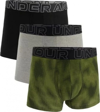 Трусы (боксерки) Under Armour PERFORMANCE COTTON 3IN 3-PACK PRINTED BOXERJOCK оливковые, серые, черные (3 пары) 1383892-391